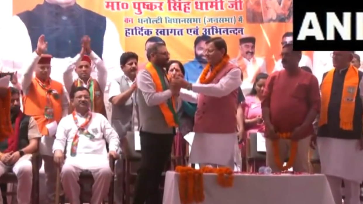 CM Dhami rally in Thatyud organized for Mala Rajya Laxmi Shah BJP candidate from Tehri Lok Sabha constituency