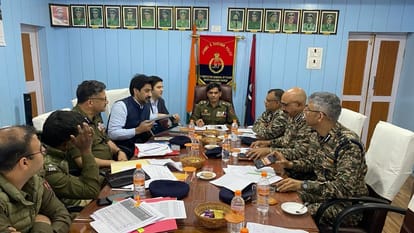 white knight corps goc Lt Gen Navin Sachdeva and DGP R R Swain co chaired Joint Security Review Meeting