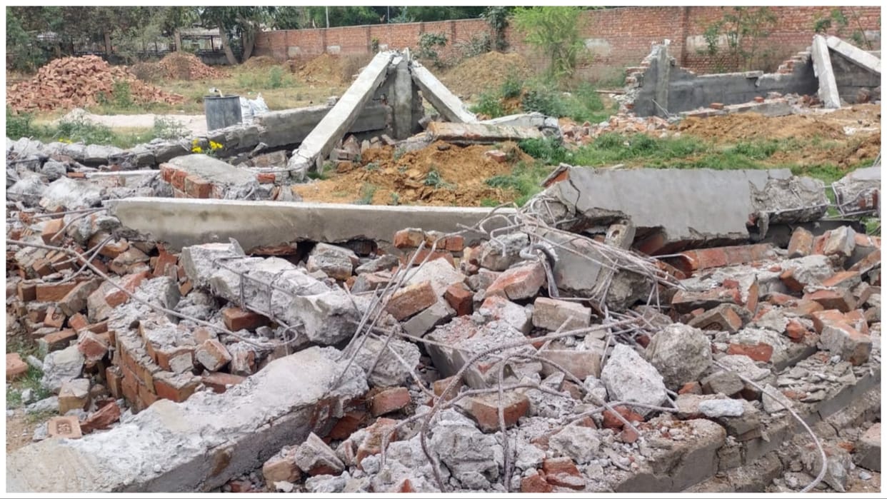 Mahendragarh: Gymnasium and badminton court being built from MLA's personal funds were demolished with JCB