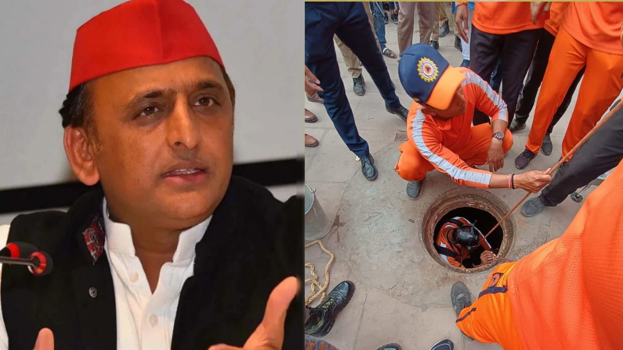 Akhilesh Yadav raised questions on death of sweeper in manhole in Varanasi