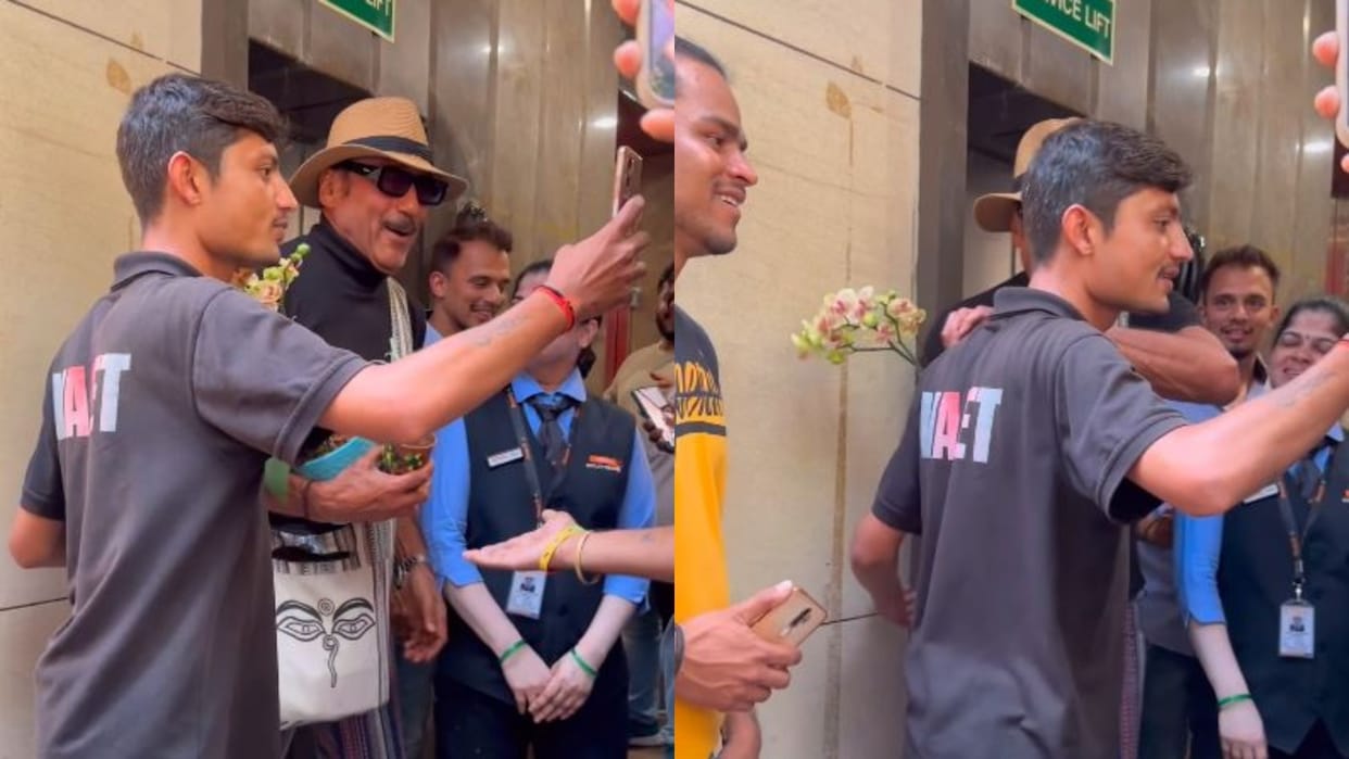 Singham Again actor Jackie shroff hits on fan head who taking selfie with him got trolled video goes viral