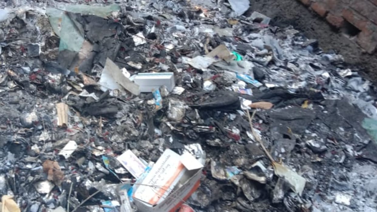 video went viral of burning medicines in PHC premises in sonbhadra