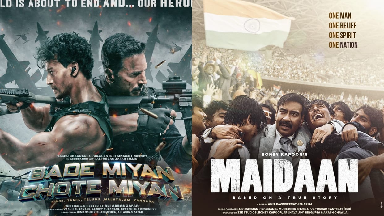 Akshay Kumar Tiger Shroff Bade Miyan Chote Miyan takes lead in Advance booking over Ajay Devgn Maidaan