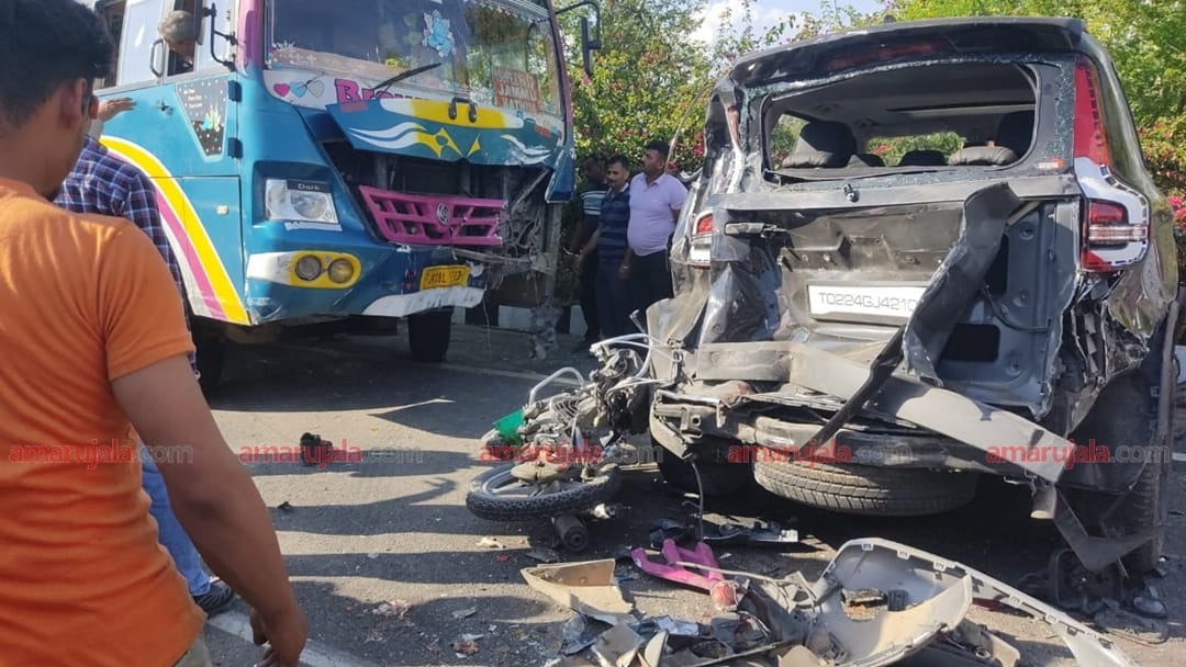 accident on Jammu Pathankot Highway in dayala chack kathua 11 vehicles collided one dead four injured