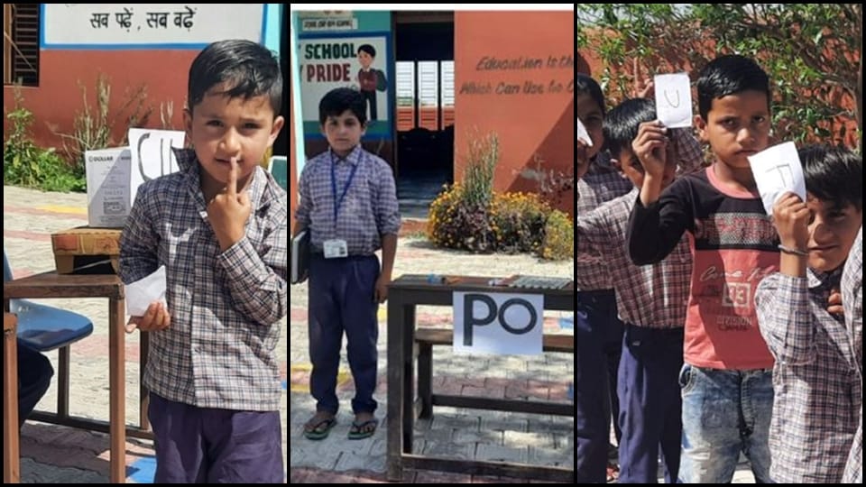 lok sabha election jammu kashmir kathua Children showed voting process in mock drill