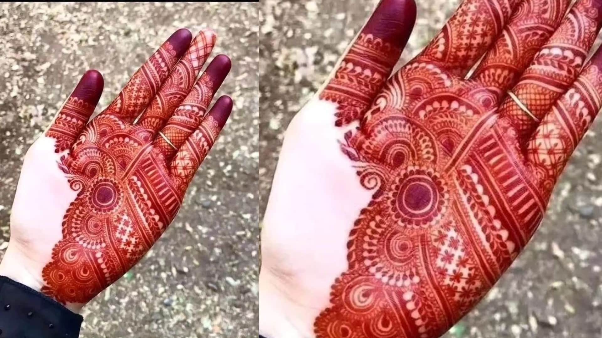 Chaitra Navratri 2024 simple and beautiful Mehndi Design for front and back hand