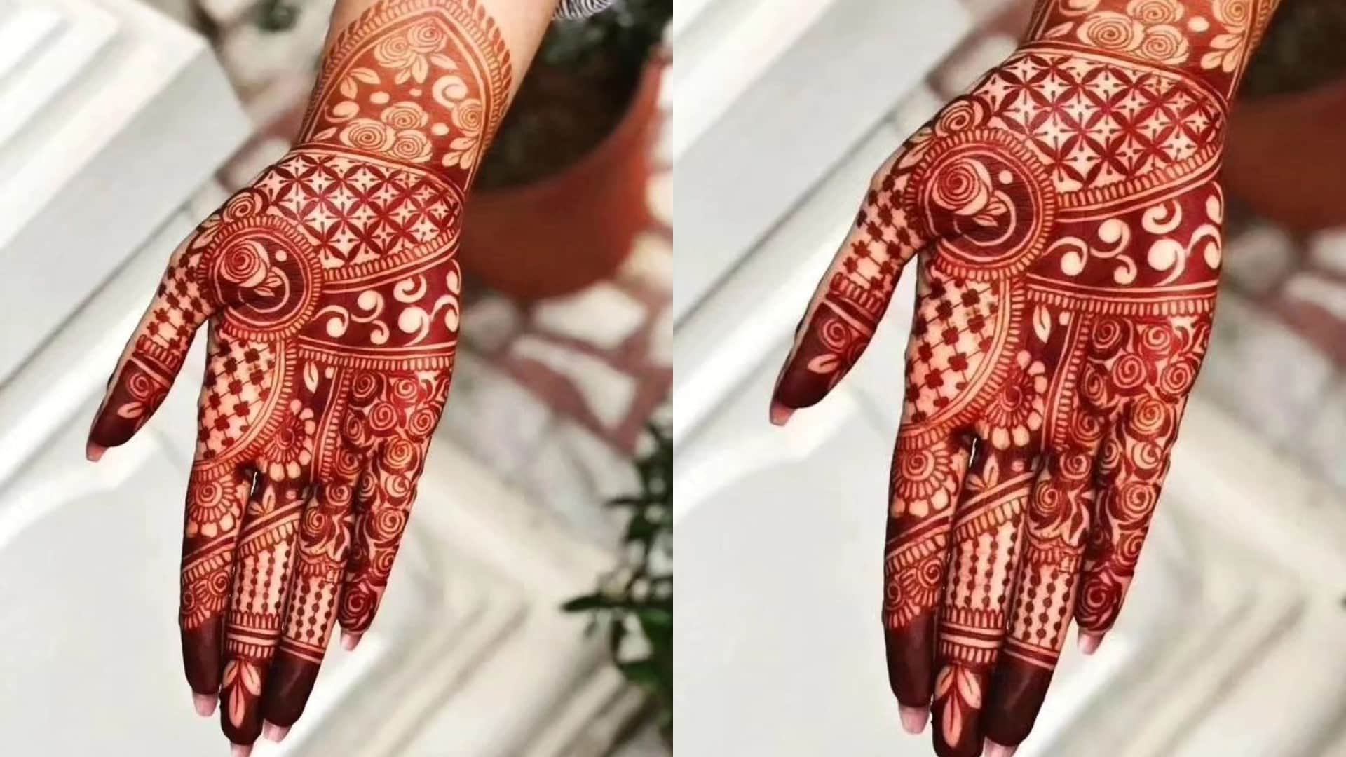 Chaitra Navratri 2024 simple and beautiful Mehndi Design for front and back hand