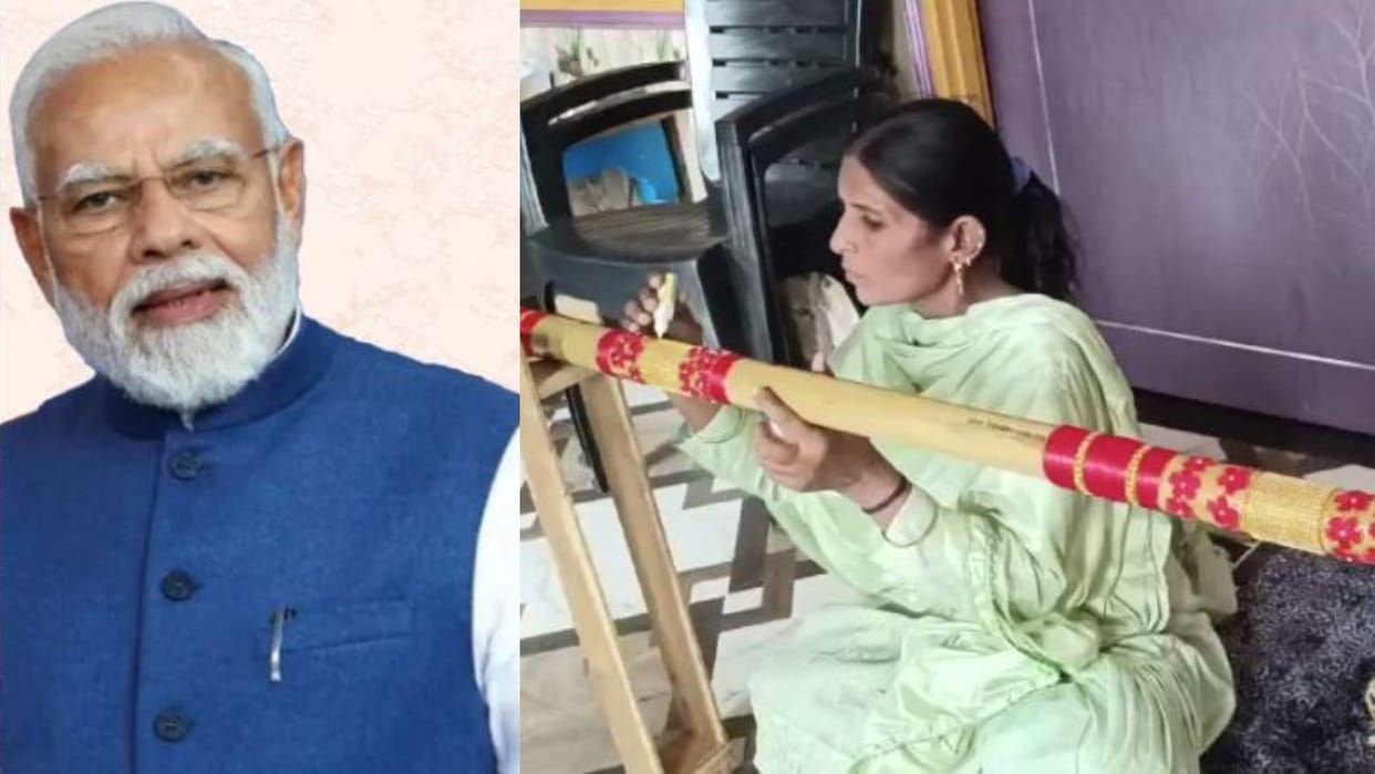 Hina Parveen made 56 inch flute for PM Narendra Modi in Pilibhit