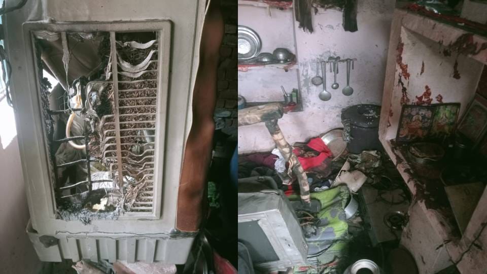 house caught fire due to inverter battery explosion In Agra woman burnt alive while husband condition critical