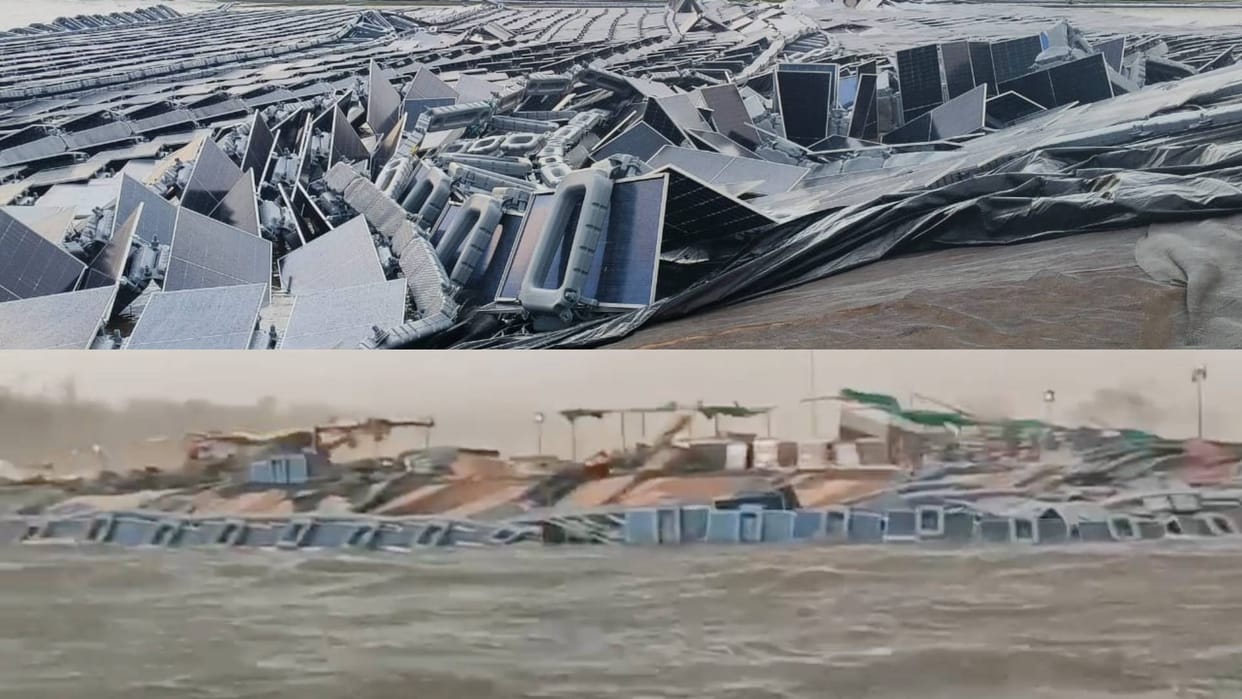 Khandwa News Strong winds overturned solar panels of Asia largest solar project