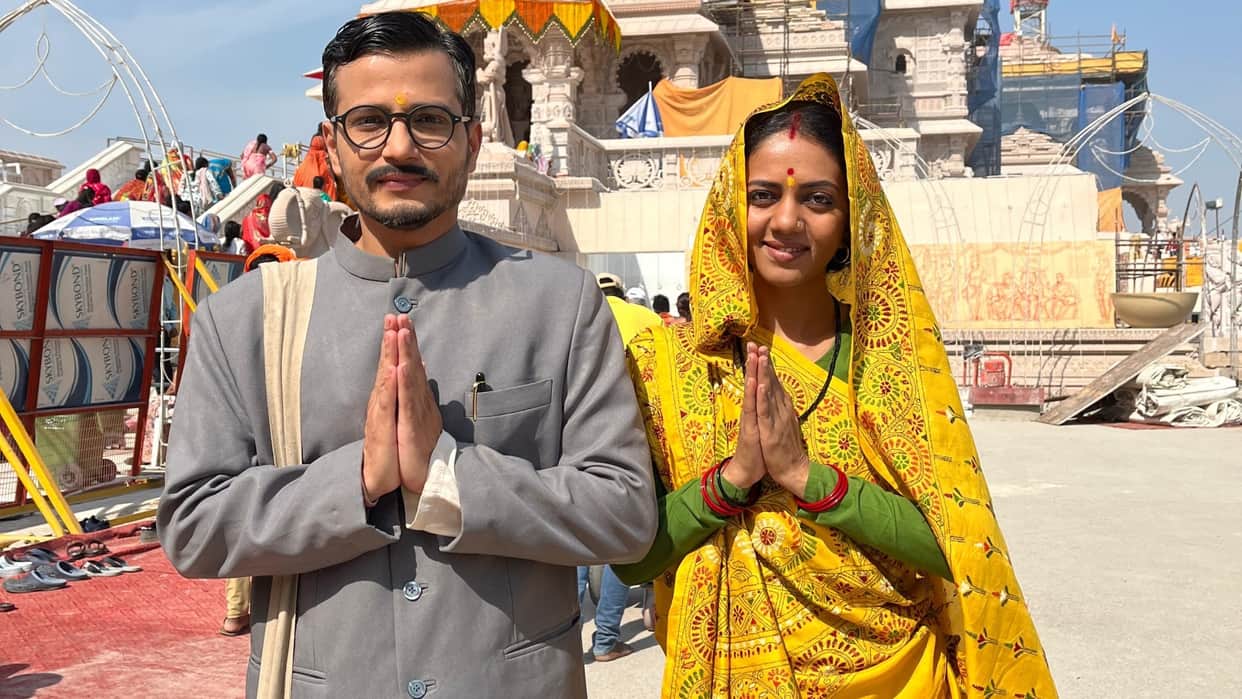Actor neha joshi visits ram temple at ayodhya with co actor Ashutosh Kulkarni from serial atal of & tv
