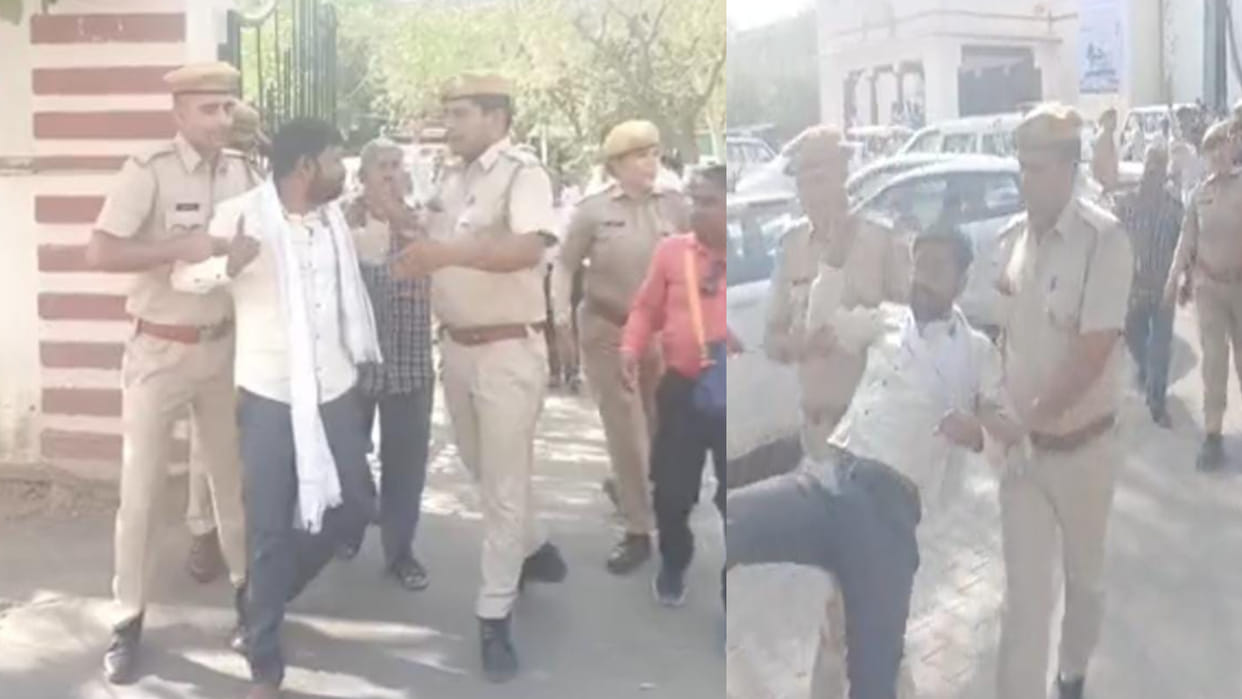 Jhunjhunu News: Slogans and demonstrations were held in the Collectorate premises, police chased them away