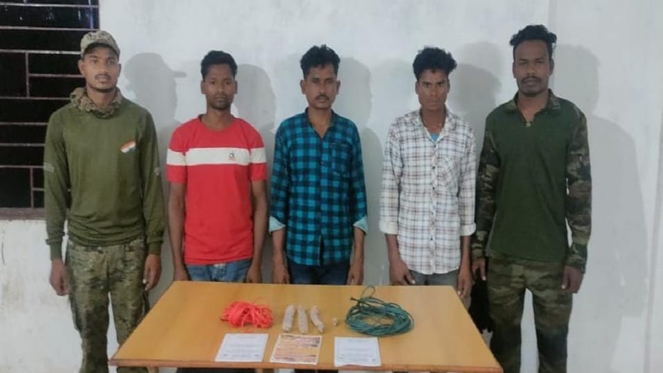 Three Naxalites arrested with explosives police presented all three Maoists in court in Bijapur