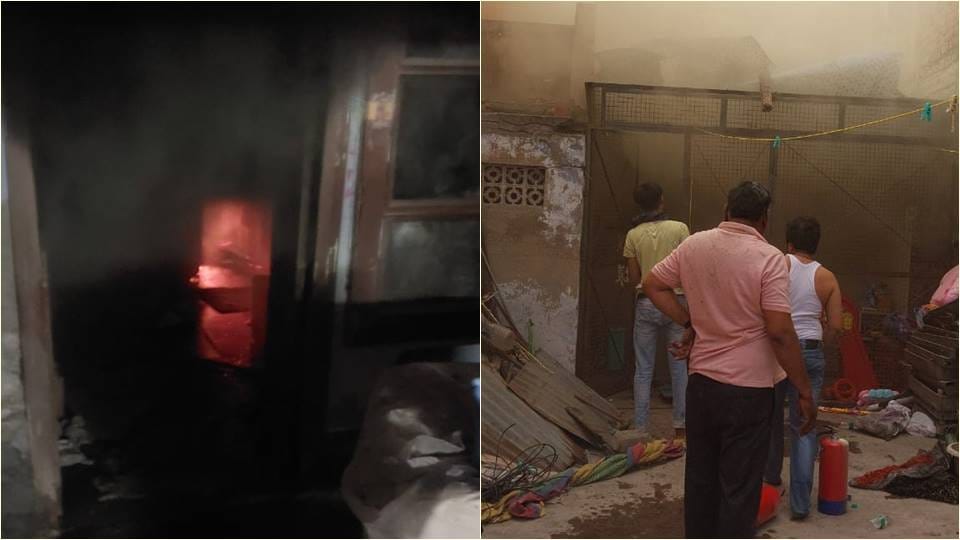 massive fire broke out in the room due to a lamp lit in the temple of the house