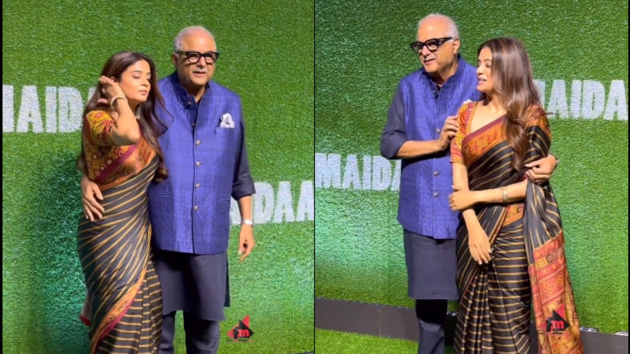 Boney Kapoor trolled for placing his hand on Priyamani waist during the screening of Ajay Devgn Maidaan