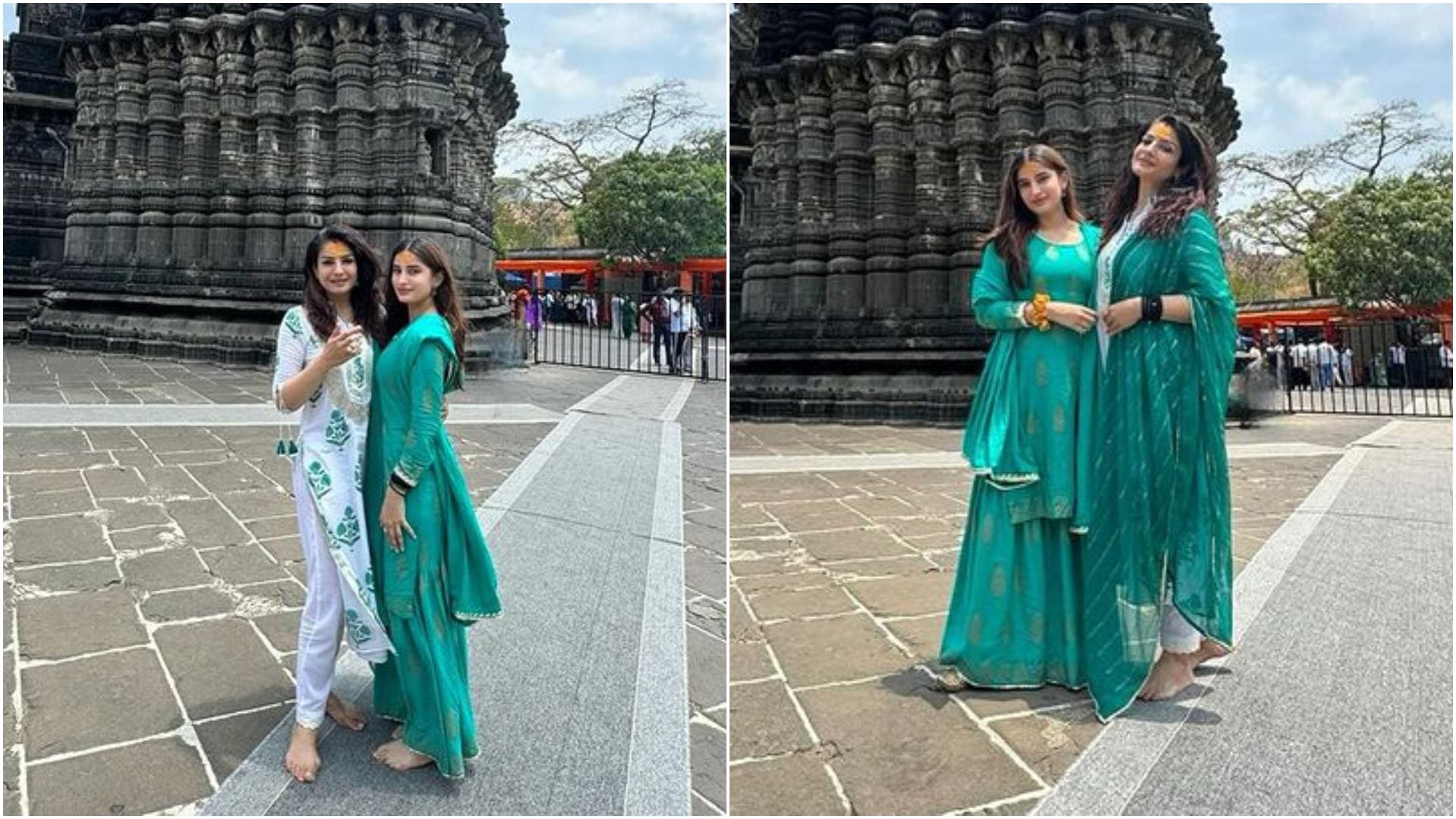 Raveena Tandon visit Trimbakeshwar temple with her daughter Rasha thadani Shares Photos on social media