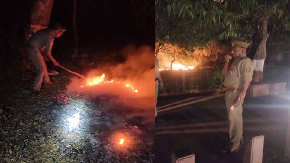 Fire broke out at three places including Shahjahan Garden in Agra firefighters brought it under control