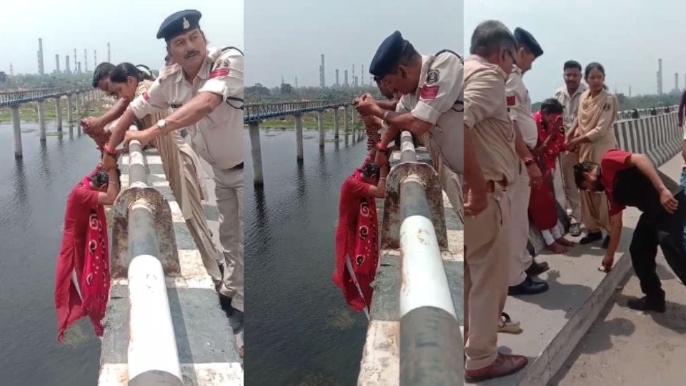 Teenager jumped into river in Korba Policemen saved her life