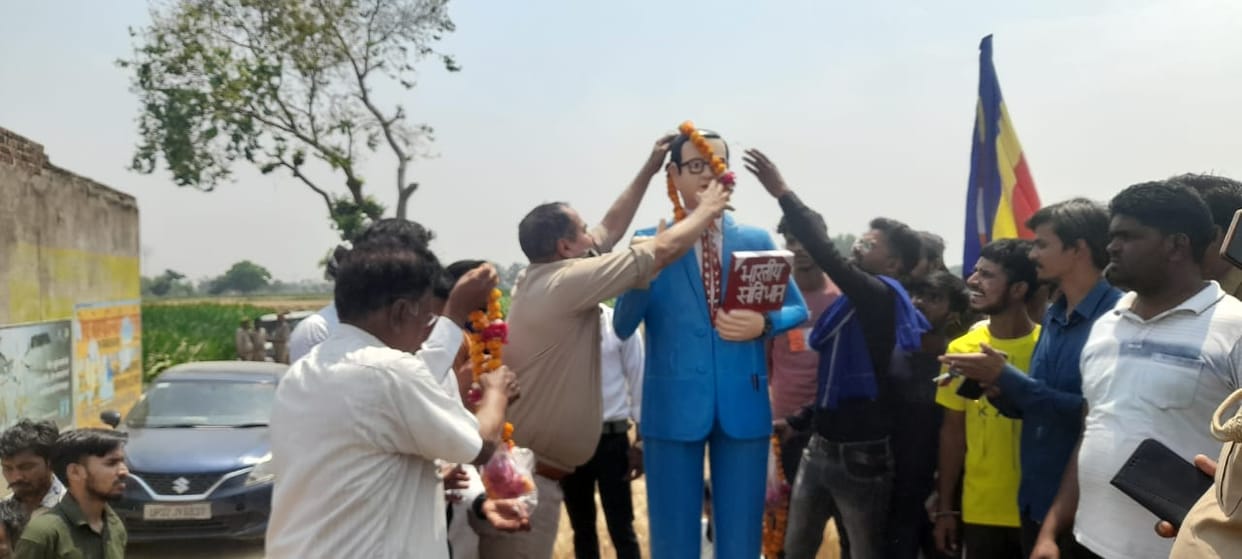 Two days before the birth anniversary, Baba Saheb's statue was damaged, administration installed a new one