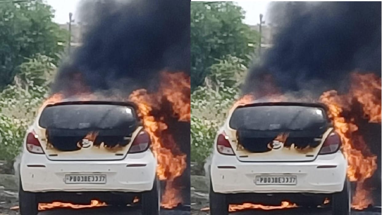 Accident on Ambala Delhi National Highway, Fire broke out in moving car