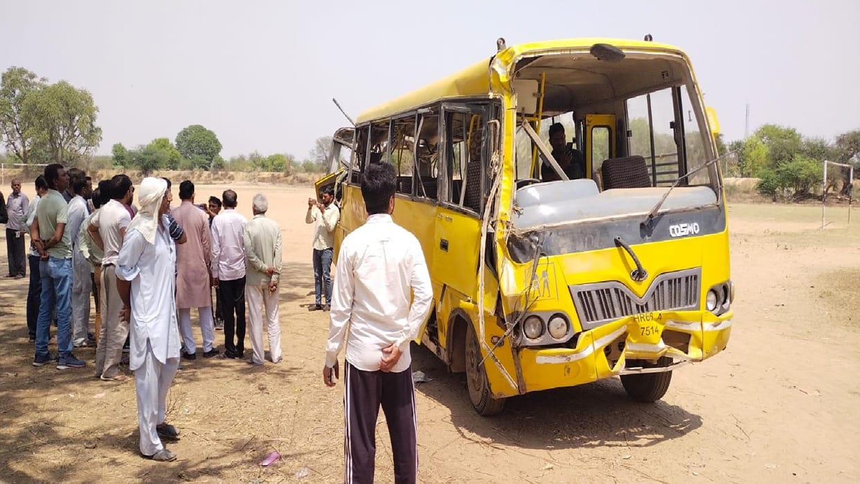 Mahendragarh school bus accident, CCTV footage surfaced, bus stopped for 10 minutes at Khedi before accident