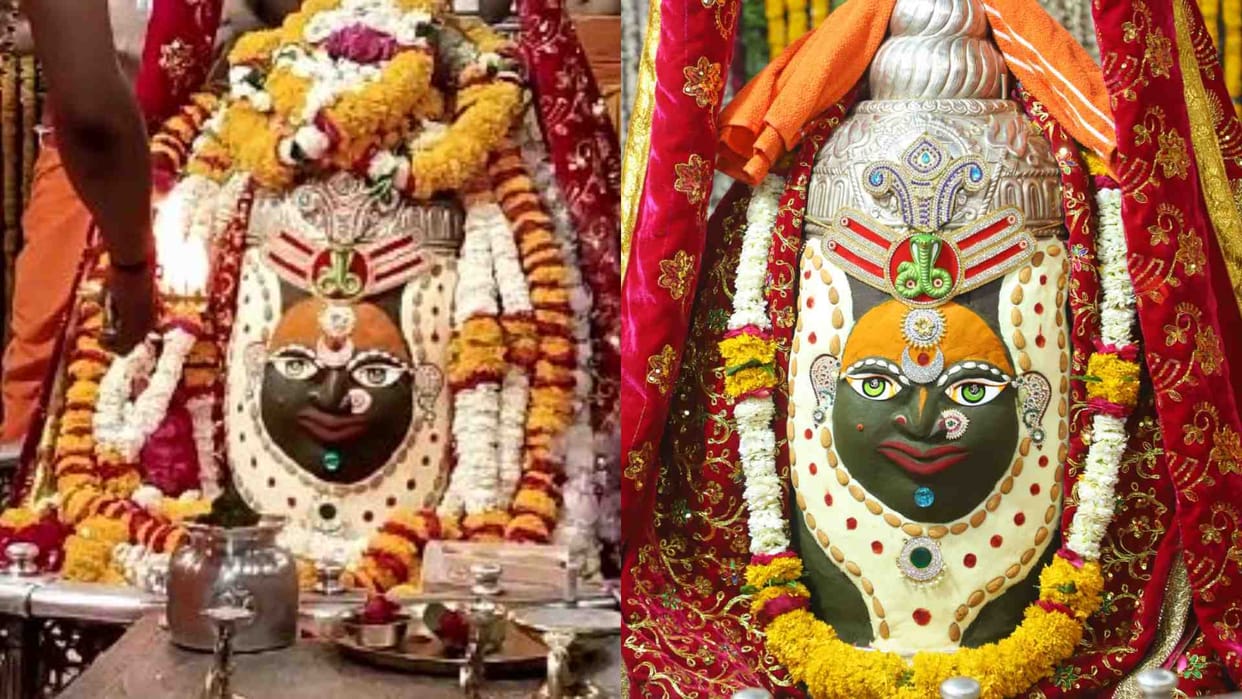 Ujjain News: Baba Mahakal dressed in the form of Ardhanarishwar in the evening aarti.