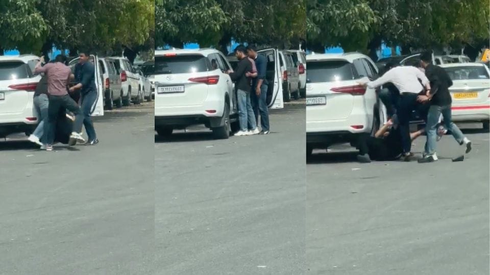 boys beat up young man sitting in a car in Noida