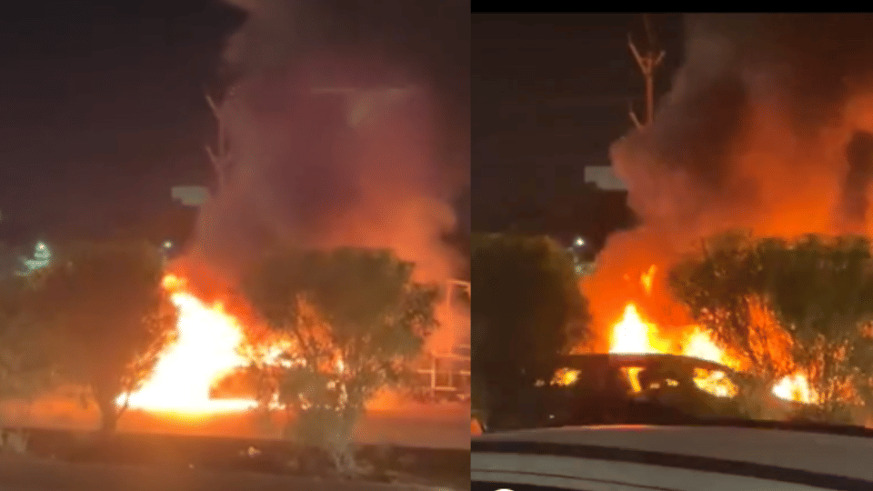 burning car road accident indore news