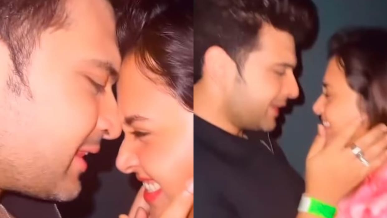 Karan Kundrra Tejasswi Prakash were seen romancing in Diljit dosanjh concert at mumbai on anuv jain song husn
