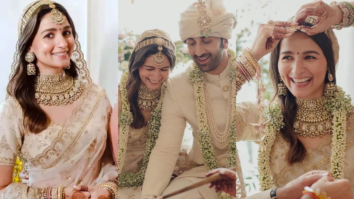 Alia Bhatt and Ranbir kapoor Wedding anniversary Alia bhatt wedding saree look