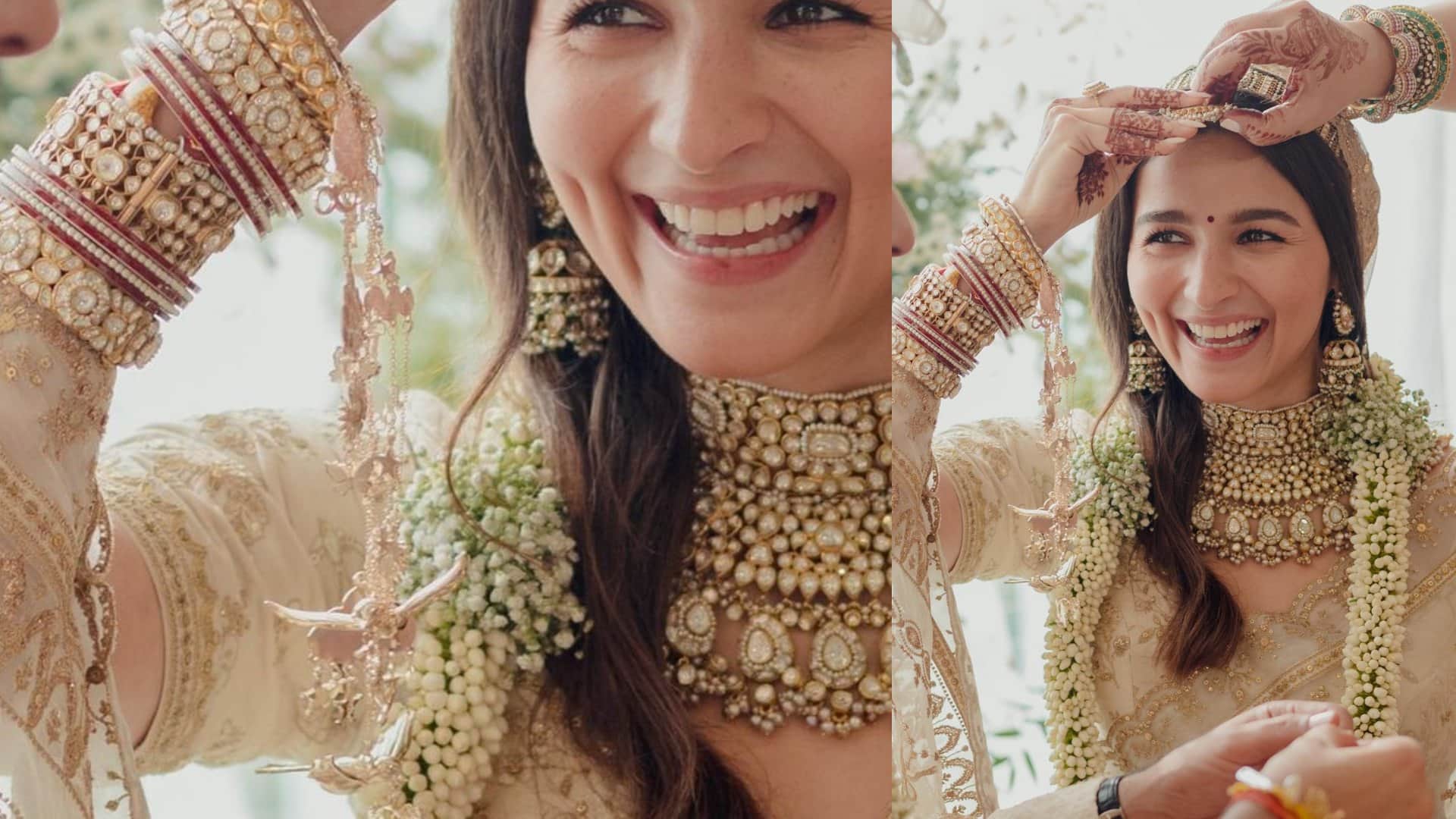 Alia Bhatt and Ranbir kapoor Wedding anniversary Alia bhatt wedding saree look