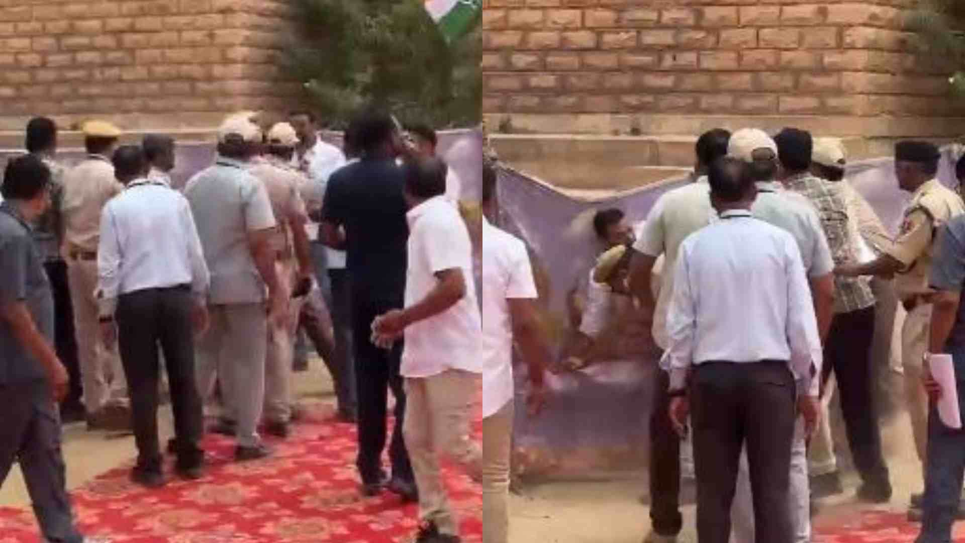 NSUI नेता और पुलिस की झड़प।