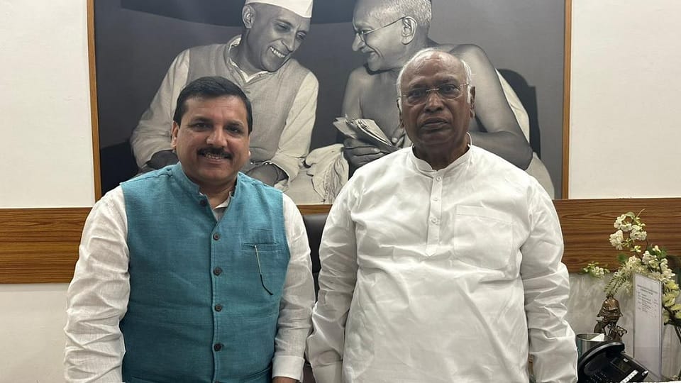 AAP MP Sanjay Singh met Congress President Mallikarjun Kharge at his residence in Delhi