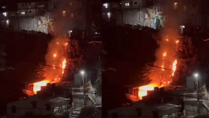 Chaos in Mussoorie due to fire in grass and bushes Uttarakhand News in hindi