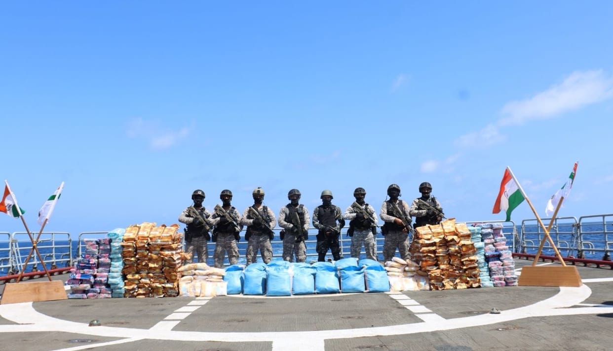 Indian Navy marcos commandos seizes 940 kg of contraband narcotics in arabian sea