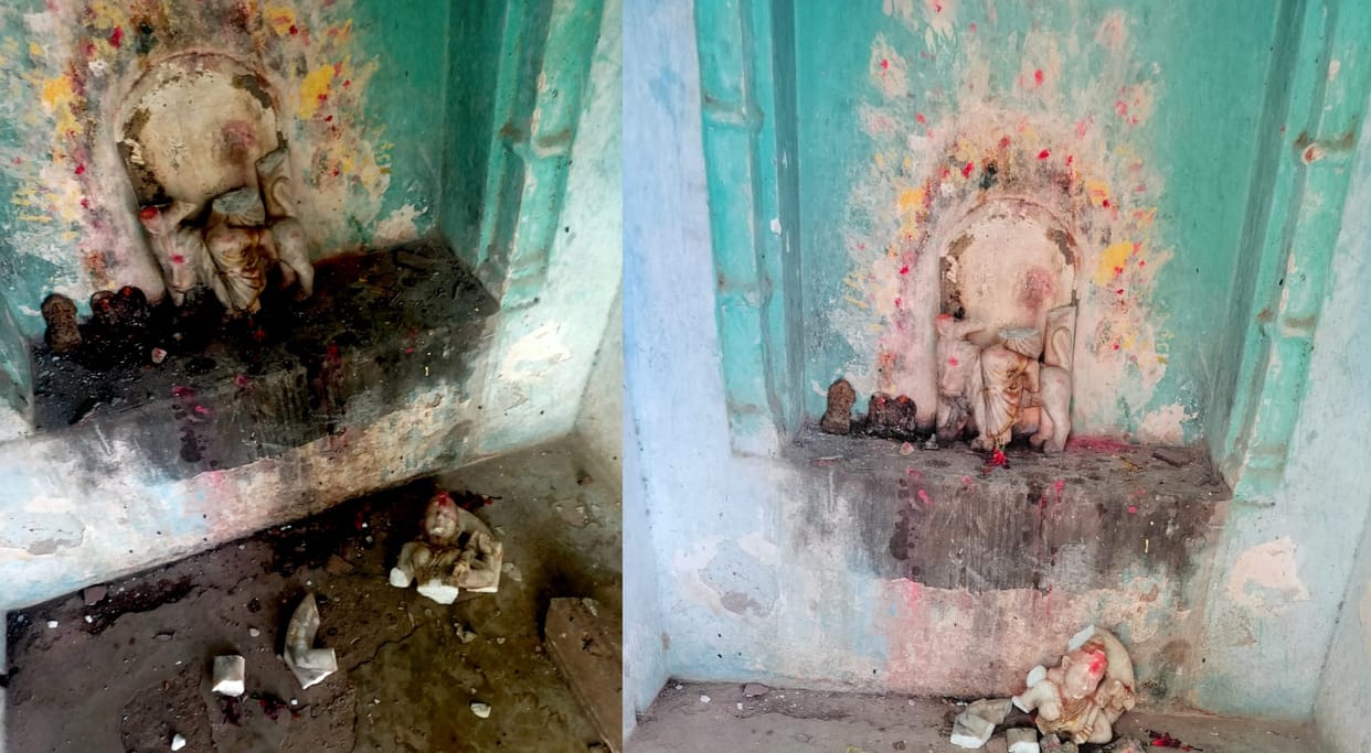 Anarchists broke the statues of two temples, anger among Bajrang Dal and villagers, police engaged in investig