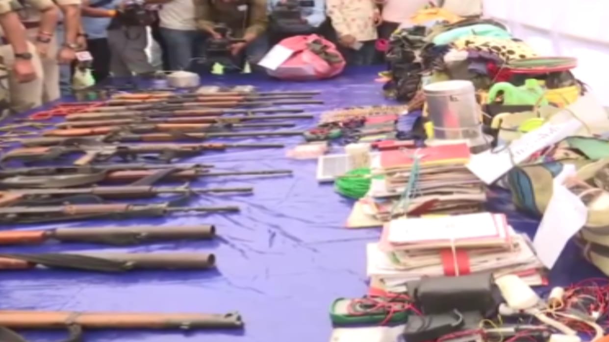 Naxalite encounter: Searching after encounter in Kanker,  arms and ammunition including AK-47 recovered