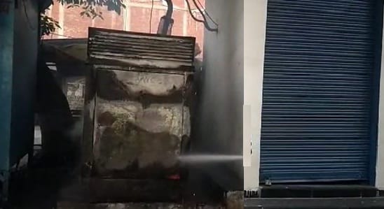 SP candidates flax fell on high tension line, fire broke out in banks generator, controlled with fire extingui