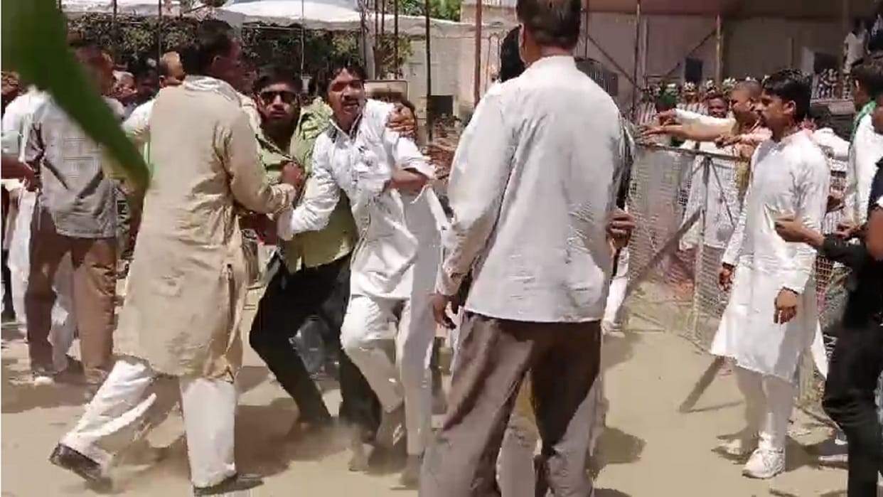 BJP worker beaten after Chaudhary Jayant public meeting in Meerut, video goes viral