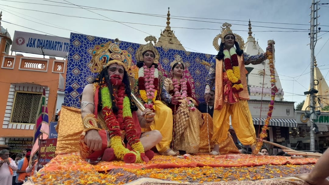 Jammu: On Ram Navami grand procession from Raghunath temple in city