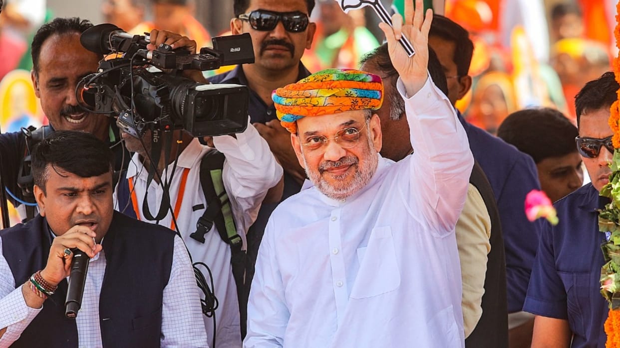 Amit Shah Road Show in Ahmedabad BJP 400 seats in lok sabha
