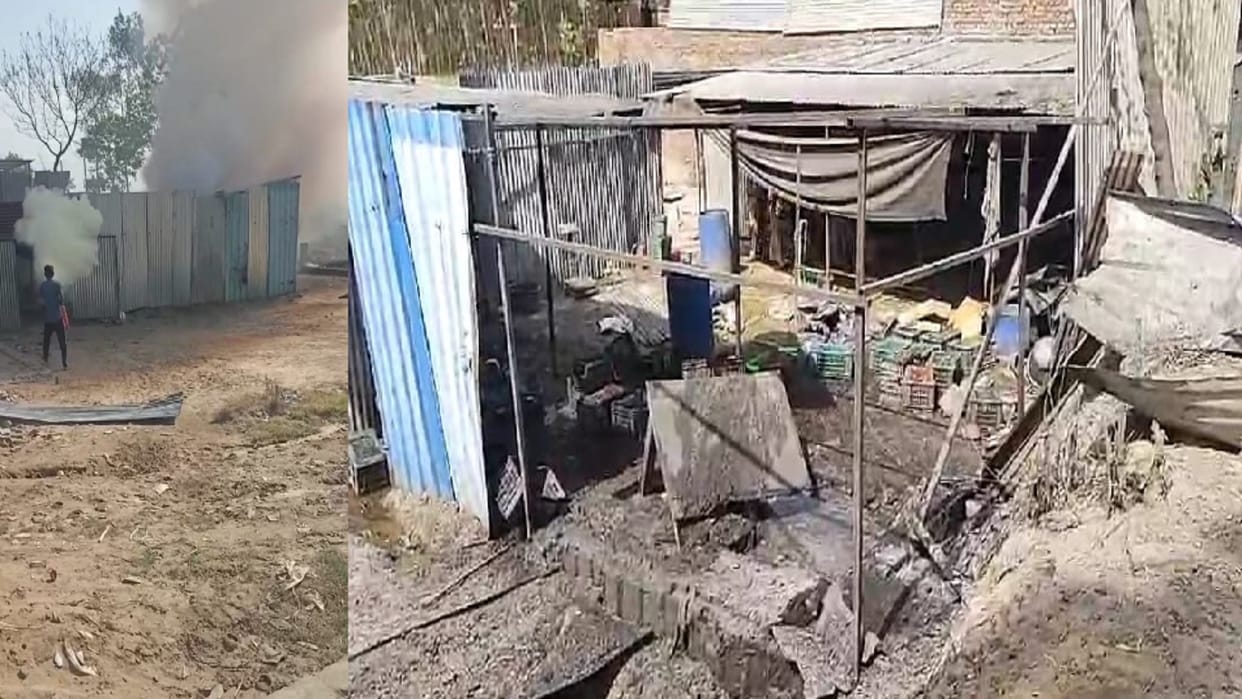 Fire broke out in a firecracker factory in Bijnor and three people got burnt