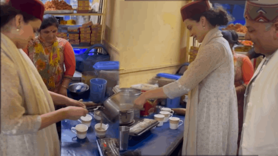 BJP candidate Kangana Ranaut prepared tea and served to people During ls election campaign