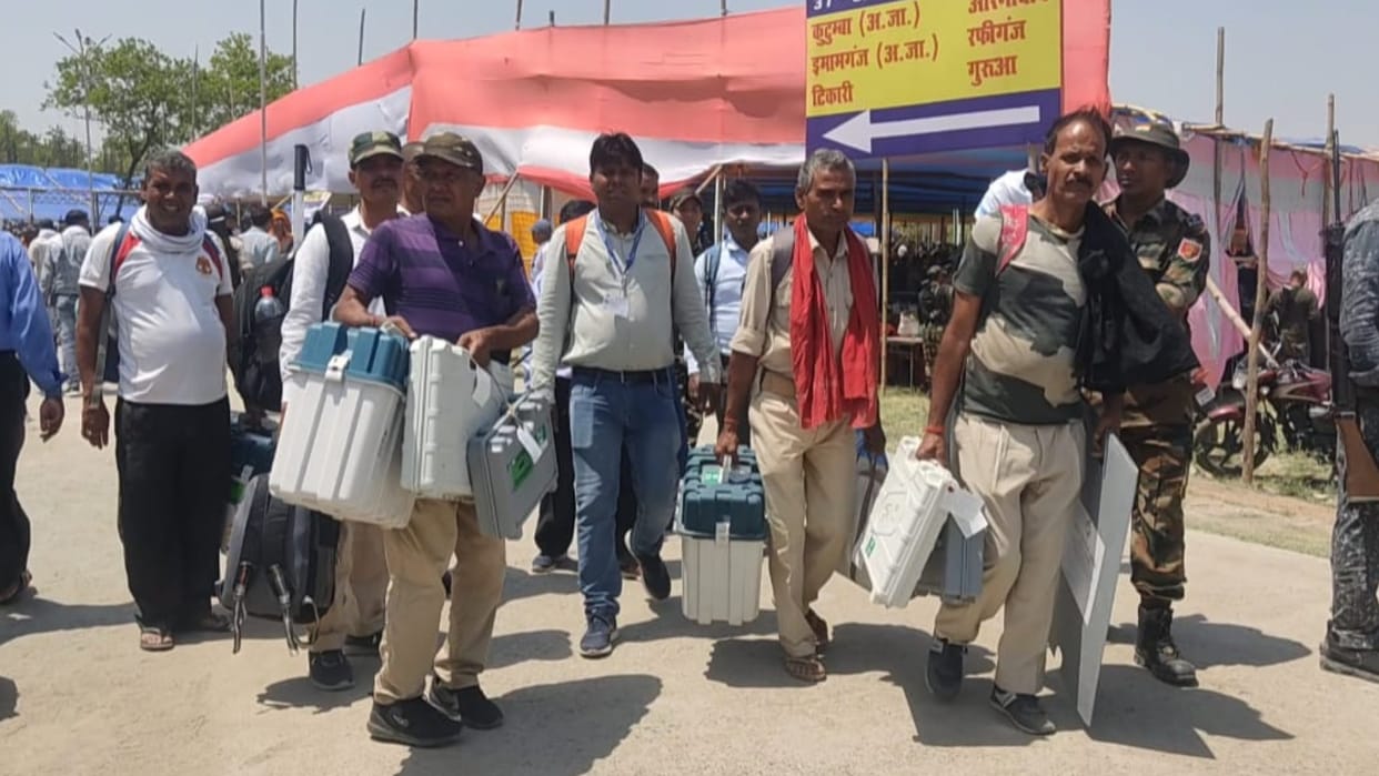 Election workers left for cluster centers to vote