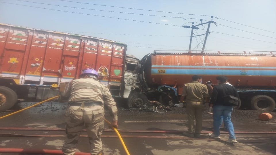 Truck-tanker collision at Nagaula in Jawan