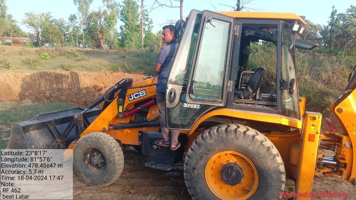 Excavation was done with JCB to capture the forest land area. On receiving information