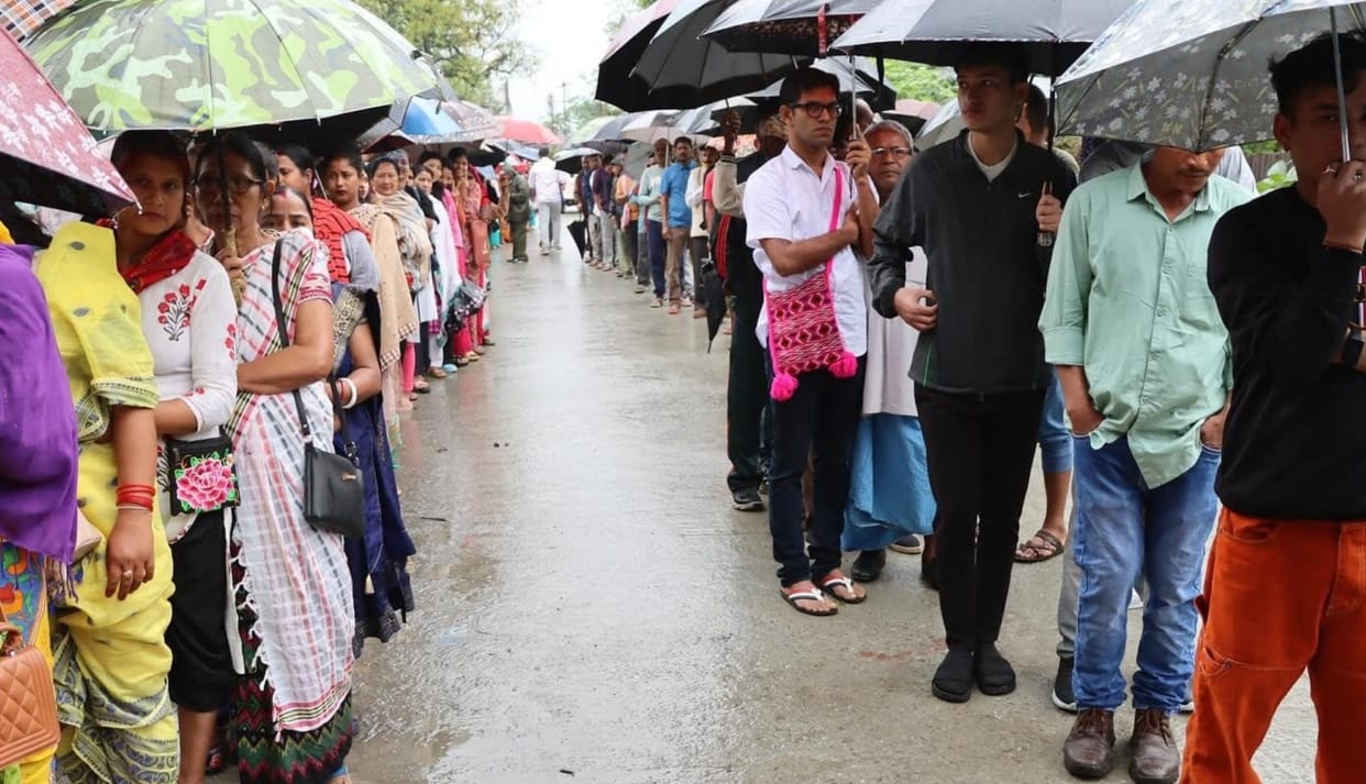 arunachal pradesh lok sabha assembly election voters in large numbers cast votes amid rain