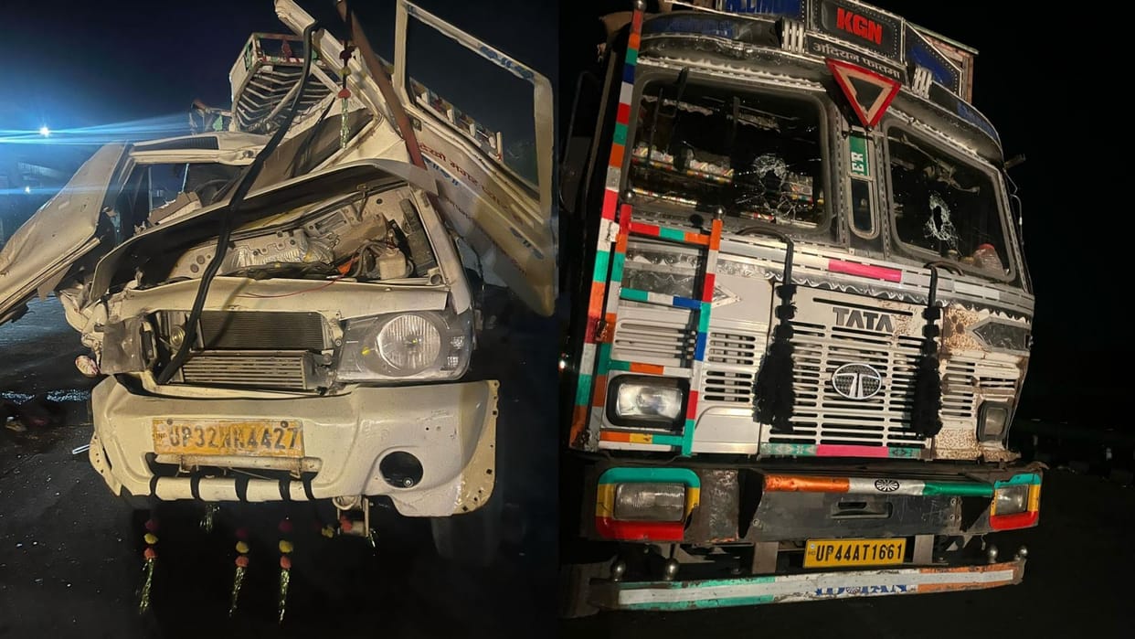 One died and five injured in an accident in Gosaiganj in Lucknow.