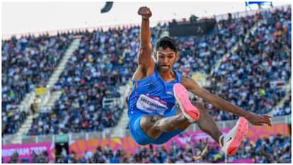 Murali Sreeshankar win the men's long jump event at the opening Indian Athletics Series