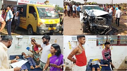 Bihar: Heavy collision between school van and car in Nalanda, driver along with eight children injured